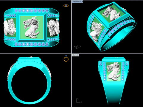 Dragon ring - Diamond ring - Mens rings - N6553 3D Print Model