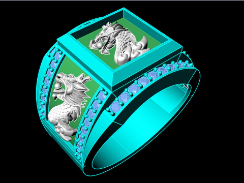Dragon ring - Diamond ring - Mens rings - N6553 3D Print Model