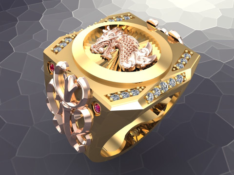 Dragon Rings - Patterned Rings - Mens ring - N1002 3D 打印模型