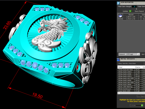 Dragon Rings - Patterned Rings - Mens ring - N1002 3D Принт Модель