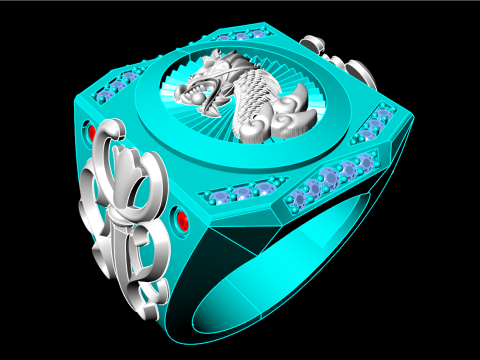 Dragon Rings - Patterned Rings - Mens ring - N1002 3D Принт Модель