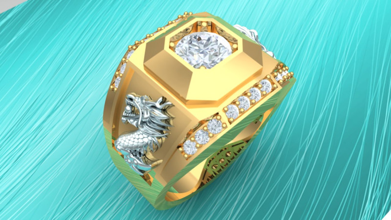 Dragon ring - Diamond ring - Mens rings - N1034 3D Print Model .c4d .max .obj .3ds .fbx .stl .blend 