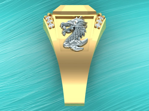Dragon ring - Diamond ring - Mens rings - N1034 3D Print Model