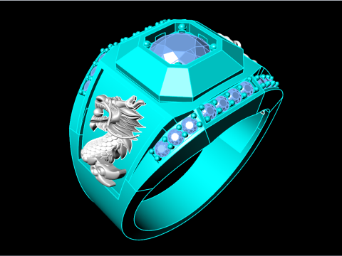 Dragon ring - Diamond ring - Mens rings - N1034 3D Print Model