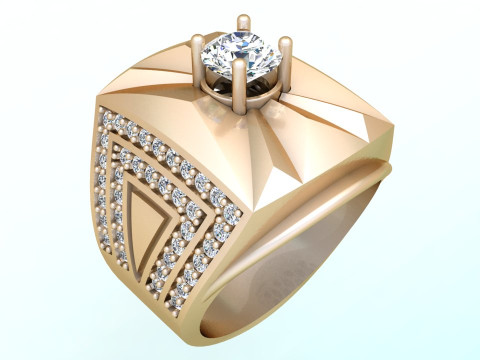 Diamond ring - Mens rings - N104 3D 打印模型