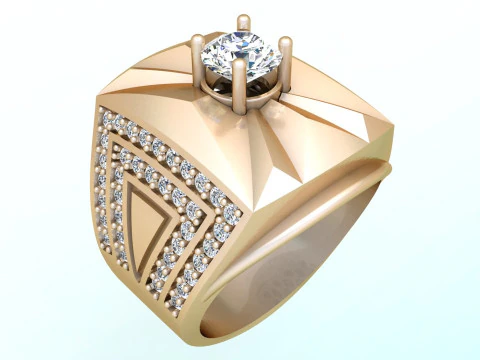 Bague diamant - Bagues homme - N104 Modèles 3D en vedette