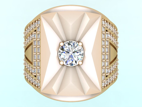 Diamond ring - Mens rings - N104 3D Принт Модель