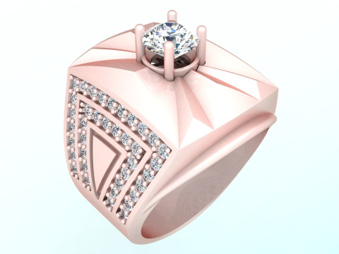 Diamond ring - Mens rings - N104 3D Принт Модель