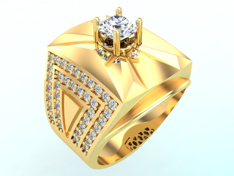 Diamond ring - Mens rings - N104 3D Принт Модель
