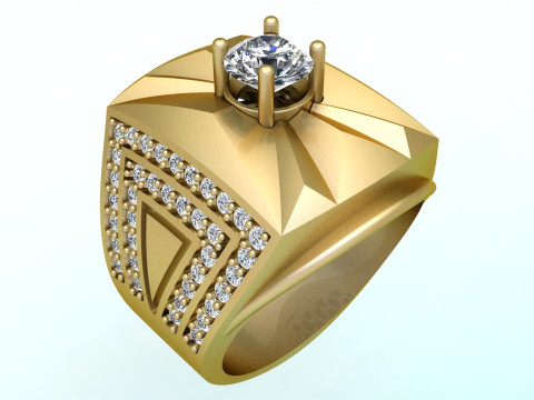 Diamond ring - Mens rings - N104 3D Принт Модель