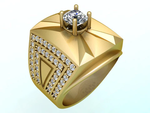 Diamond ring - Mens rings - N104 3D Print Model