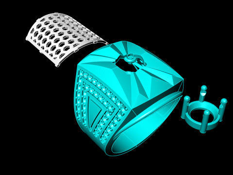 Diamond ring - Mens rings - N104 3D Принт Модель