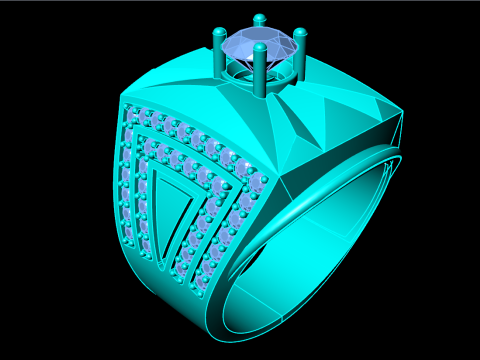 Diamond ring - Mens rings - N104 3D Принт Модель