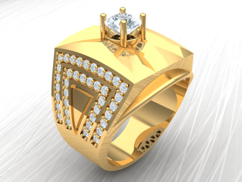 Diamond ring - Mens rings - N104 3D Принт Модель