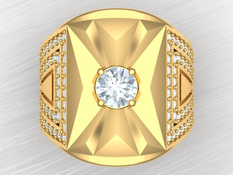 Diamond ring - Mens rings - N104 3D Принт Модель
