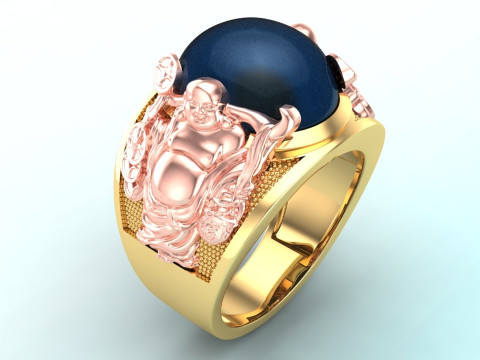 Maitreya Buddhas ring - God of wealth ring - Caishen ring - N920227 Modelo de impresión 3D