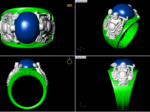 Maitreya Buddhas ring - God of wealth ring - Caishen ring - N920227 Modelo de impresión 3D