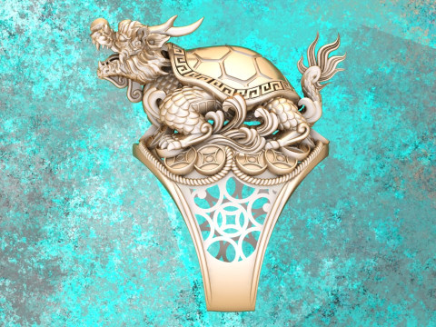 Dragon Turtle Ring - Mens Rings - N920228 3D Druckmodell