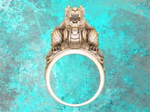 Dragon Turtle Ring - Mens Rings - N920228 3D Druckmodell
