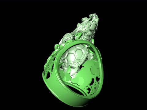 Dragon Turtle Ring - Mens Rings - N920228 3D Druckmodell