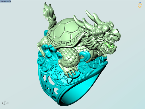 Dragon Turtle Ring - Mens Rings - N920228 3D Druckmodell