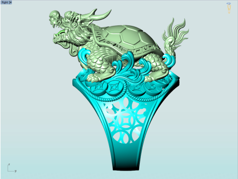 Dragon Turtle Ring - Mens Rings - N920228 3D Druckmodell
