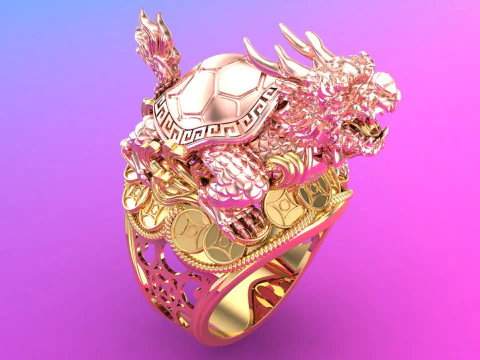 Dragon Turtle Ring - Mens Rings - N920228 3D Print Model