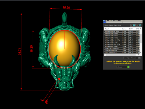 Dragon Turtle Ring - Dragon Ring - Oval Mens Stone Ring - N852 Modèles 3D en vedette