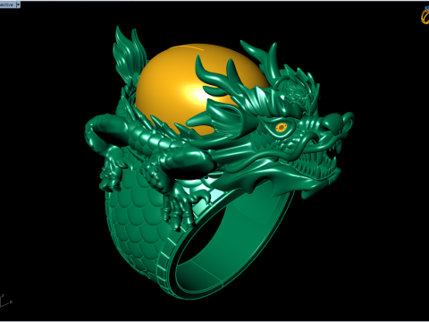 Dragon Turtle Ring - Dragon Ring - Oval Mens Stone Ring - N852 Modèles 3D en vedette