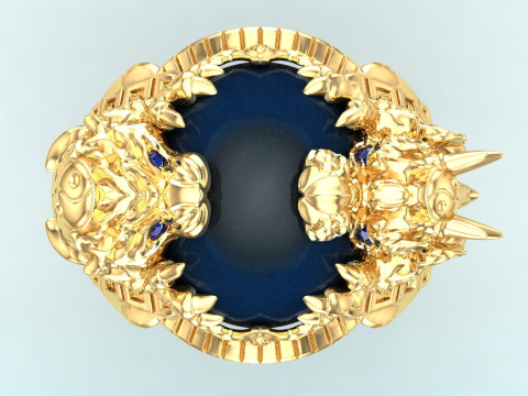 Dragon Tiger Ring - Dragon ring - Tiger ring - N334 Modelo de Impressão 3D