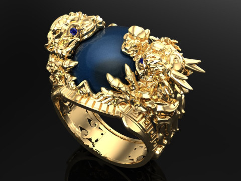Dragon Tiger Ring - Dragon ring - Tiger ring - N334 Modelo de Impressão 3D