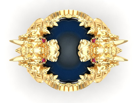 Dragon Ring - Oval Mens Ring - N334 3D 打印模型