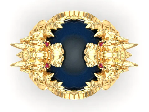 Dragon Ring - Oval Mens Ring - N334 3D Print Model