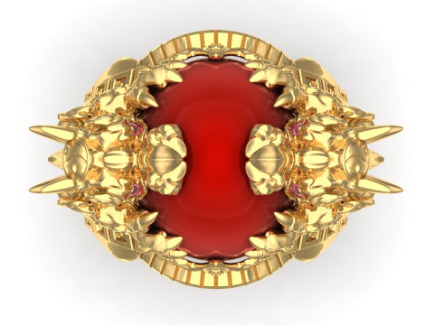 Dragon Ring - Oval Mens Ring - N334 3D 打印模型