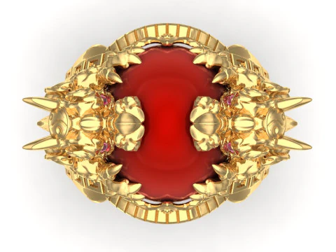 Dragon Ring - Oval Mens Ring - N334 3D Print Model