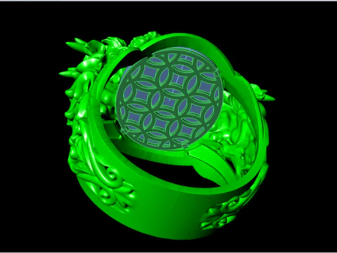 Dragon Ring - Oval Mens Ring - N334 3D Print Model