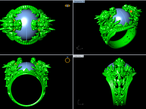 Dragon Ring - Oval Mens Ring - N334 3D 打印模型