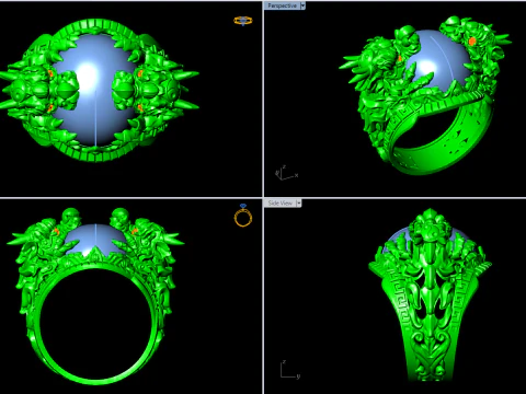 Dragon Ring - Oval Mens Ring - N334 3D Print Model