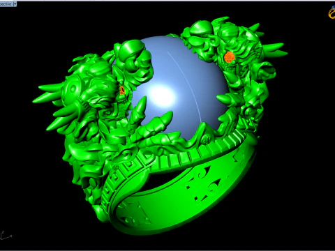 Dragon Ring - Oval Mens Ring - N334 3D Print Model