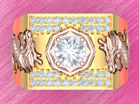 Dragon Ring - Diamond Mens Ring - N923709 3D Print Model