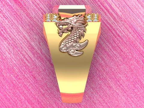 Dragon Ring - Diamond Mens Ring - N923709 3D Print Model