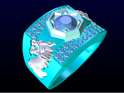 Dragon Ring - Diamond Mens Ring - N923709 3D Print Model