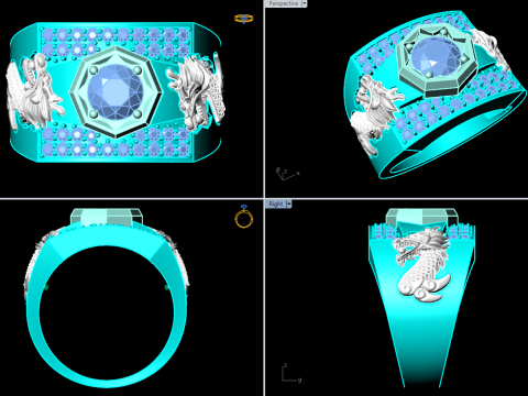 Dragon Ring - Diamond Mens Ring - N923709 3D Print Model