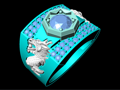 Dragon Ring - Diamond Mens Ring - N923709 3D Print Model