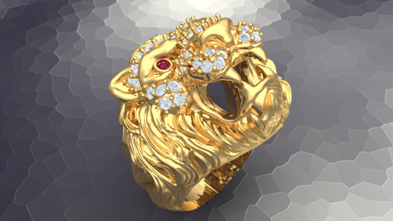 Lion ring - Lion mens ring - Mens ring - N923736 3D 打印模型 .c4d .max .obj .3ds .fbx .stl .blend