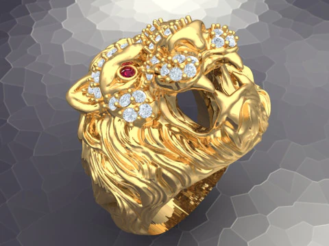 Cincin singa - Cincin pria singa - Cincin pria - N923736 Model Cetak 3D