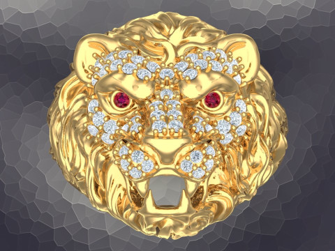 Lion ring - Lion mens ring - Mens ring - N923736 3D 打印模型