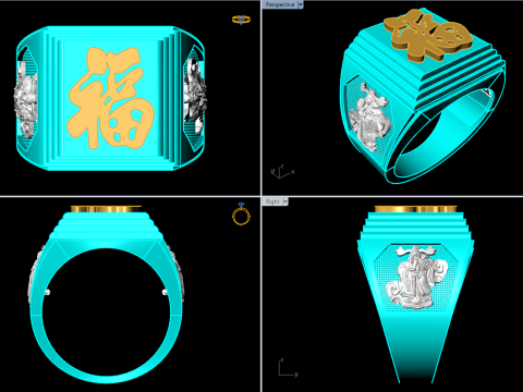 God of wealth ring - Caishen ring - Blessing ring - N923938 3D Print Model