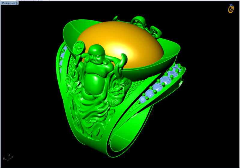 Maitreya Buddhas ring - God of wealth ring - Caishen ring - N315 3D 打印模型 .c4d .max .obj .3ds .fbx .stl .blend