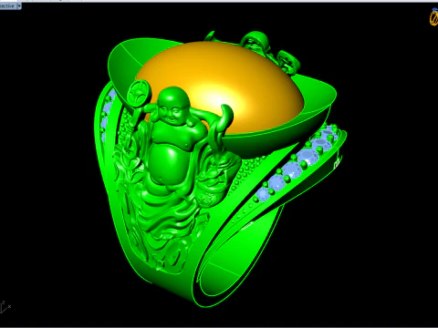 Pierścień Buddów Maitrei - Pierścień Boga bogactwa - Pierścień Caishen - N315 Model do druku 3D